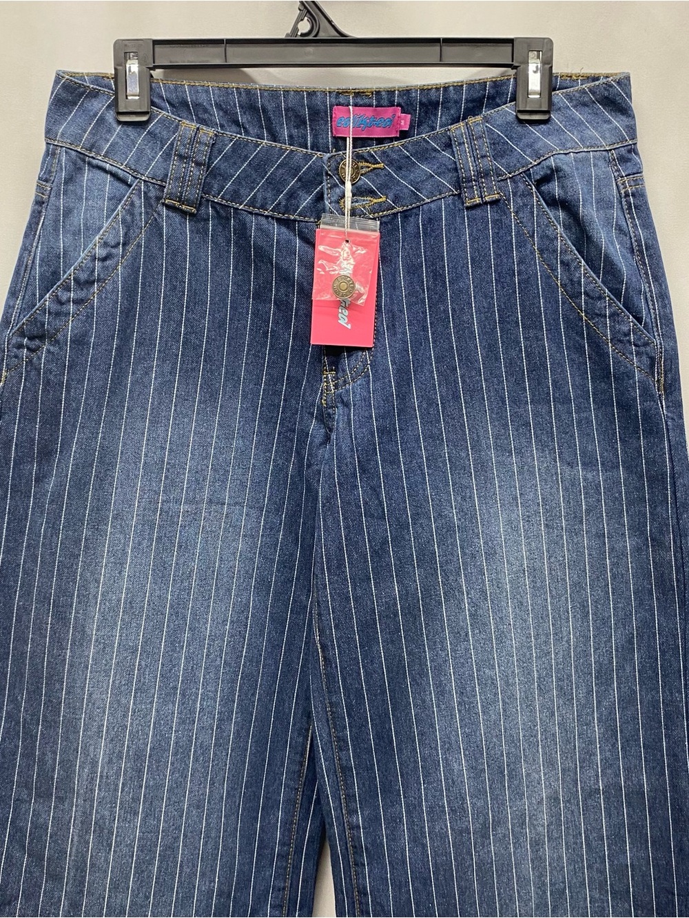 Edikted cory stripe low rise wide leg jeans size medium pinstripe new with tags - Picture 3 of 11